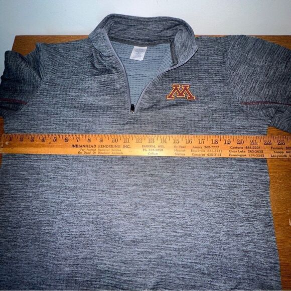 Minnesota Golden Gophers Shirt Adult Medium Gray Quarter Zip Pullover Mens Sz M - Picture 7 of 8